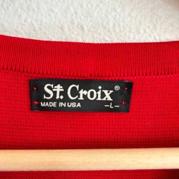 St Croix Vest Red Knit V-Neck Sweater Vest Cotton Blend Made In USA - Picture 8 of 9